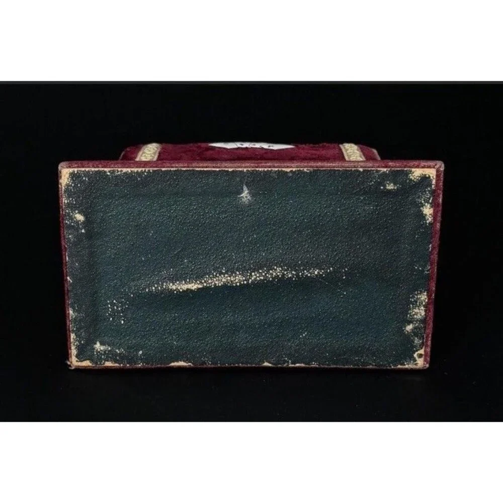 Antique Victorian Era Burgundy Velvet Double Deck Playing Card Box Case